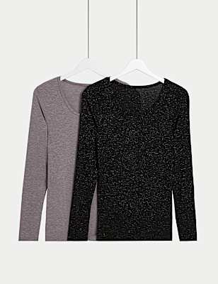 2pk Heatgen™ Light Sparkle Long Sleeve Tops
