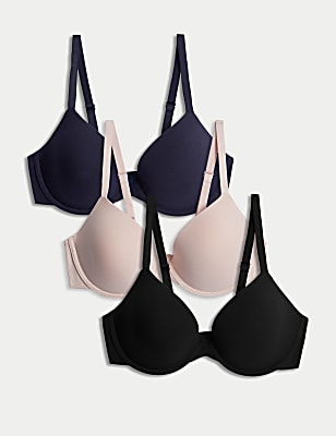 3pk Wired Plunge T-Shirt Bras A-E
