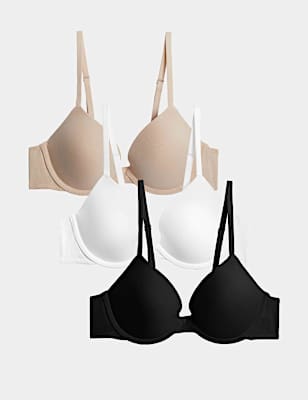 3pk Wired Plunge T-Shirt Bras A-E