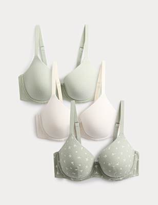 3pk Cotton Rich Wired T-Shirt Bras A-E
