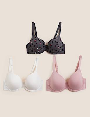 3pk Cotton Rich Wired T-Shirt Bras A-E