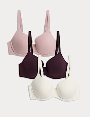 3pk Wired Full Cup T-Shirt Bras A-E