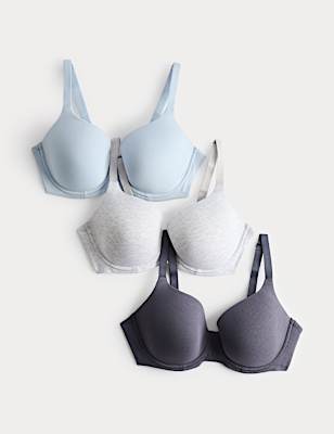3pk Wired Full Cup T-Shirt Bras A-E