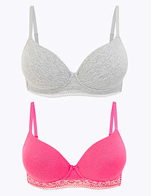 2pk Cotton Underwired T-Shirt Bras A-E
