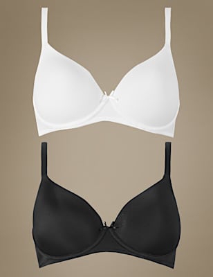 2 Pack Padded Full Cup T-Shirt Bras A-DD