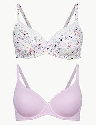 2 Pack Cotton Rich Full Cup Bras A-E