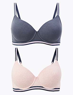2 Pack Padded Full Cup Bras A-DD