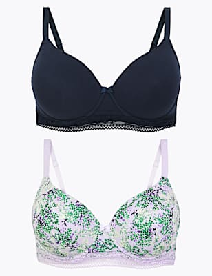 2pk Cotton Wired T-Shirt Bras A-E