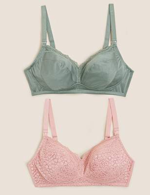 2pk Lace & Mesh Nursing Bras B-H