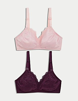 2pk Lace & Mesh Nursing Bras B-H