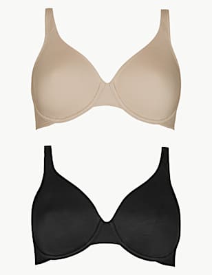 2 Pack Non-Padded Underwired Full Cup Bras A-DD