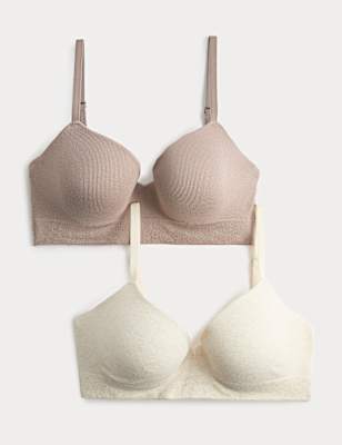 2 Pack Seamfree Wired Demi Cup Bras A-E