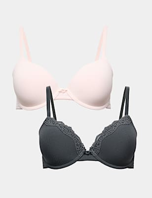 2 Pack Wired Demi Cup Bras (A-E)