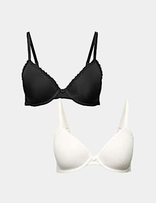 2 Pack Wired Demi Cup Bras (A-E)