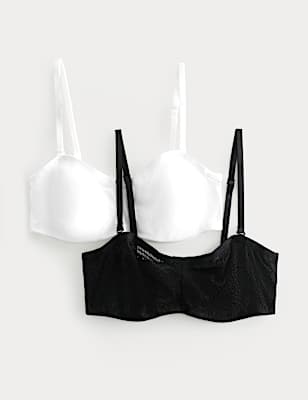 2 Pack Jasmine Lace Wired Strapless Bras (A-E)