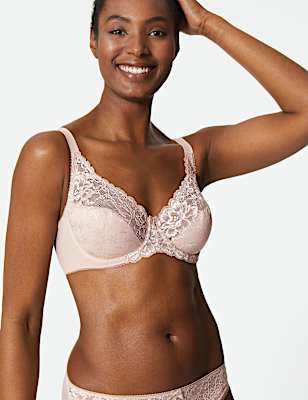 Jacquard & Lace Non-Padded Full Cup Bra A-D
