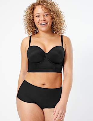 Longline Low Back Padded Strapless Bra A-DD