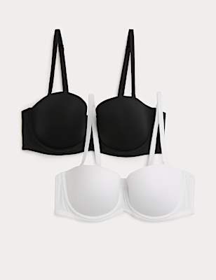 2 Pack Wired Strapless Bras (A-E)