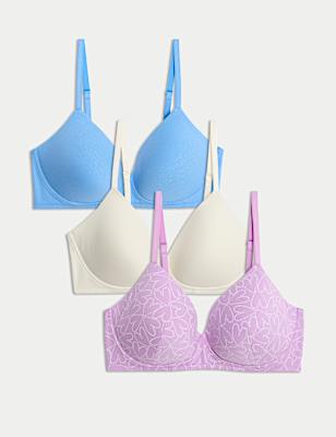3pk Cotton Rich Non Wired T-Shirt Bras (A-E)