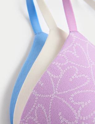 3pk Cotton Rich Non Wired T-Shirt Bras (A-E)