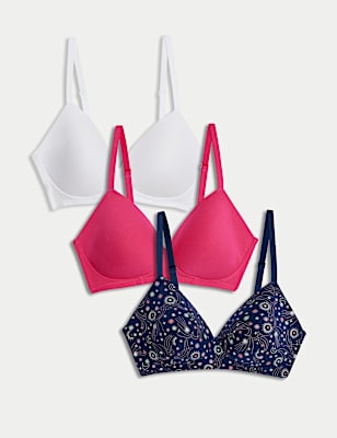 3pk Cotton Rich Non Wired T-Shirt Bras (A-E)