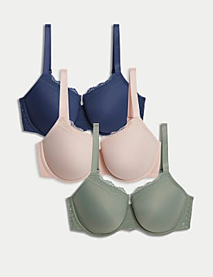 3pk Wired Full Cup Bras F-H
