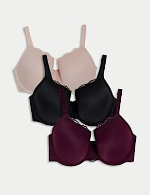 3pk Wired Full Cup Bras F-H