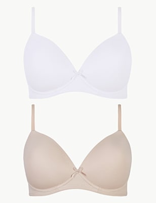 2 Pack Non-Wired Full Cup T-Shirt Bras AA-E