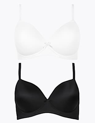 2 Pack Non-Wired Full Cup T-Shirt Bras AA-E