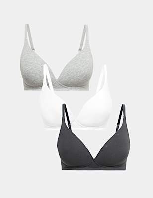 3pk Non Wired Plunge T-Shirt Bras A-E
