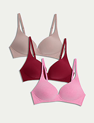 3pk Non Wired Plunge T-Shirt Bras A-E