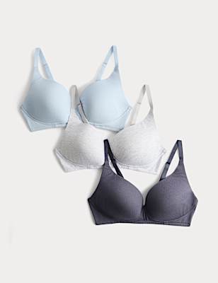3pk Non Wired Plunge T-Shirt Bras A-E