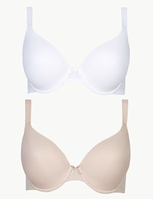 2 Pack Underwired Plunge T-Shirt Bras DD-G