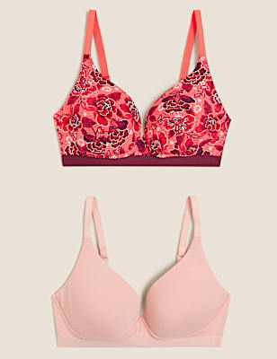 2pk Cotton Non Wired Plunge Bras