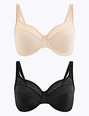 2pk Geometric Lace Minimiser Full Cup Bras