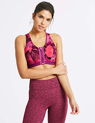 Extra High Impact Zip Front Sports Bra A-H