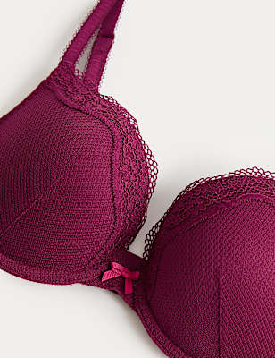 Jasmine Lace Wired Push Up Plunge Bra (A-E)