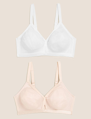 2pk Full Cup Crossover Non-Wired Bras A-E