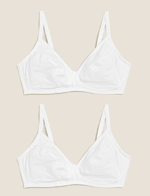 2pk Cotton Rich Non Wired Full Cup Bras A-E