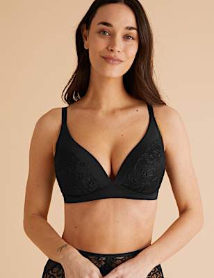 Embrace Embroidered Non Wired Plunge Bra A-E