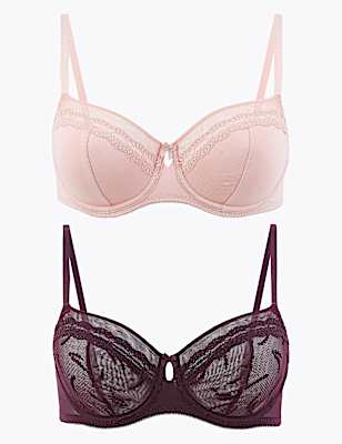 2pk Embroidered Balcony Bras B-E