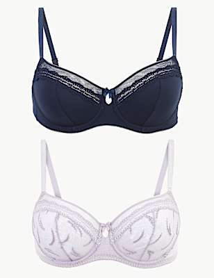 2pk Embroidered Balcony Bras B-E