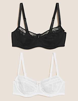 2pk Embroidered Balcony Bras B-E