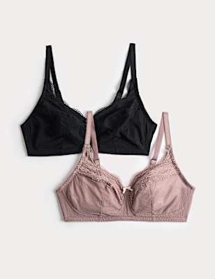 2 Pack Jasmine Lace Total Support Bras (B-H)