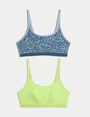 2pk Cotton Blend Crop Top First Bras