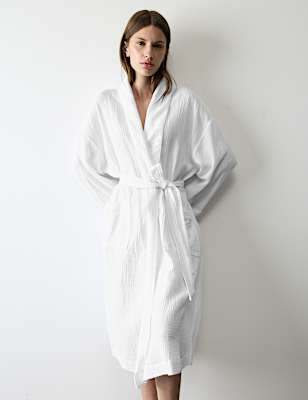 Pure Cotton Muslin Dressing Gown