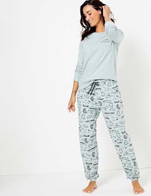 Pyjama Set with Cat Print