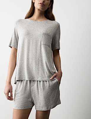 Button Fly Detail Pyjama Shorts