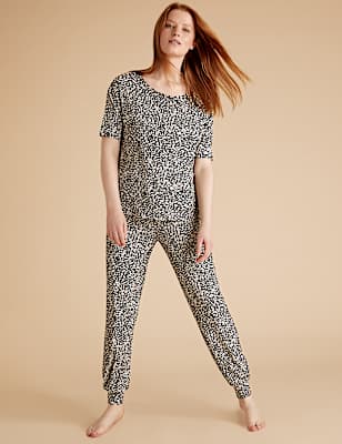 Leopard Print Cuffed Hem Pyjama Set