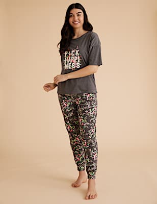 Cotton Pick Happiness Slogan Pyjama Set